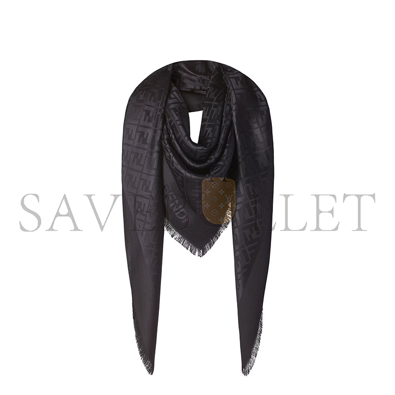 FENDI FF SHAWL BLACK ORGANIC SILK SHAWL FXT069AJW7F0QA1 (140*140cm)